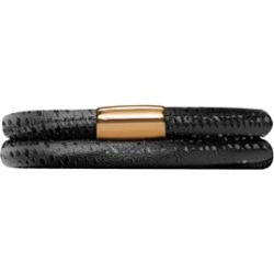Endless Jewelry - Jennifer Lopez Collection Black Reptile, 38cm/7.5inch Double Leather Bracelet Gold Finish