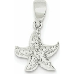 Sterling Silver Textured Star Fish Pendant Necklace - Chain Included