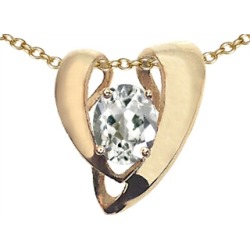 Tommaso Design� Oval 9x7mm Genuine White Topaz Heart Shaped Pendant Necklace Enhancer