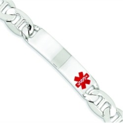 Sterling Silver Polished Medical Anchor Link Id Bracelet