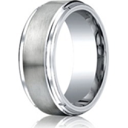 Benchmark� Cobalt Chrome� 9mm Comfort-fit Satin-finished Stair-step Edge Design Ring