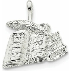 Sterling Silver Books With Quill Charm