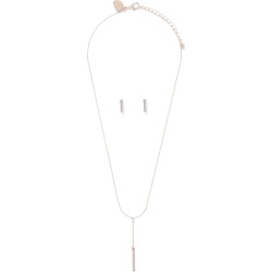 Bar Earrings and Necklace Set - Rose Gold - 00