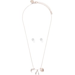Charm Stud Earrings and Necklace Set - Crystal - 00