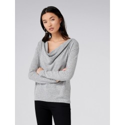 Kristen Cowl Neck Cut and Sew Top - Grey - l