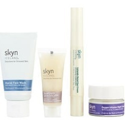 Skyn Iceland by Skyn Iceland Detox Kit for Stressed Skin (Glacial Face Wash 1oz, Icelandic Relief Eye Cream 0.14oz, the ANTIDOTE Cooling Daily Lotion .5oz, Oxygen Infusion Night Cream .5oz) for WOMEN