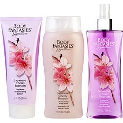BODY FANTASIES JAPANESE CHERRY BLOSSOM by Body Fantasies SET-BODY SPRAY 8 OZ & BODY LOTION 7 OZ & BODY WASH 12 OZ for WOMEN