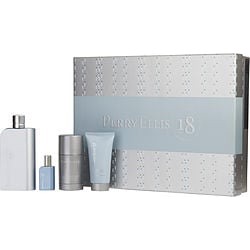 PERRY ELLIS 18 by Perry Ellis SET-EDT SPRAY 3.4 OZ & SHOWER GEL 1.7 OZ & DEODORANT STICK ALCOHOL FREE 2.75 OZ & EDT SPRAY .25 OZ MINI for MEN