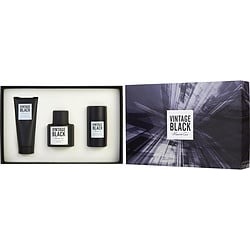 VINTAGE BLACK by Kenneth Cole SET-EDT SPRAY 3.4 OZ & AFTERSHAVE BALM 3.4 OZ & DEODORANT STICK ALCOHOL FREE 2.6 OZ for MEN