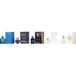 VERSACE VARIETY by Gianni Versace SET-5 PIECE UNISEX MINI VARIETY WITH BRIGHT CRYSTAL EDT & EROS POUR HOMME EDT & EROS POUR FEMME EDT & DYLAN BLUE POUR HOMME EDT & DYLAN BLUE POUR FEMME EDP AND ALL ARE .17 OZ MINIS for UNISEX
