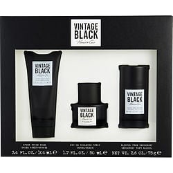 VINTAGE BLACK by Kenneth Cole SET-EDT SPRAY 1.7 OZ & AFTERSHAVE BALM 3.4 OZ & DEODORANT STICK ALCOHOL FREE 2.6 OZ for MEN