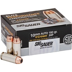 SIG Sauer Elite Performance V-Crown Ammunition, 10mm, 180-gr, JHP