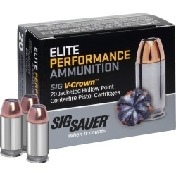 SIG Sauer Elite Performance V-Crown Ammo, .380 ACP, 90-gr, JHP