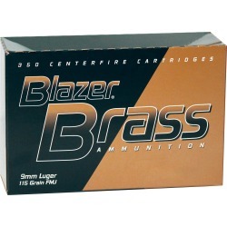 Blazer Brass Handgun Ammo Bulk Pack, 9mm Luger, 115 gr, FMJ, 350 Rounds