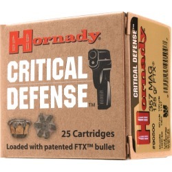 Hornady Critical Defense Handgun Ammo, 9x18mm Makarov, 95-gr, FTX, 25 Rounds