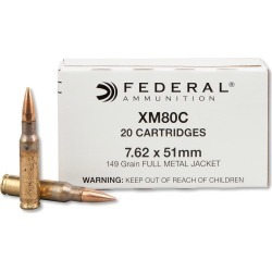 Federal XM80C Rifle Ammunition, 7.62x51mm NATO, 149-gr, FMJ