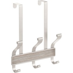 iDesign Over the Door 3 Hook Rack, Gray