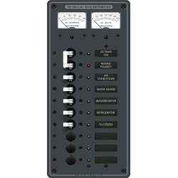 Blue Sea Systems Panel, AC Main + 8 Positions, Micro Voltmeter and Ammeter