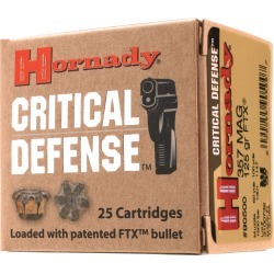 Hornady Critical Defense Handgun Ammo, 9mm Luger, 115-gr, FTX, 25 Rounds