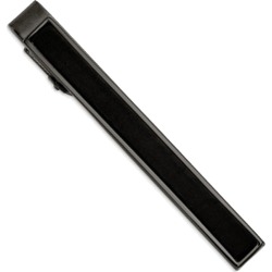 Stainless Steel Polished Gun Metal Plated Tie Bar with Carbon Fiber