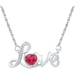 Sterling Silver LOVE Heart Lab Created Ruby 1/2 Carat (ctw) Necklace
