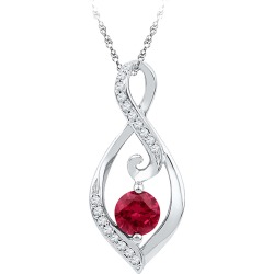 Sterling Silver Infinity Pendant Necklace with Lab Created Ruby 5/8 Carat (ctw)