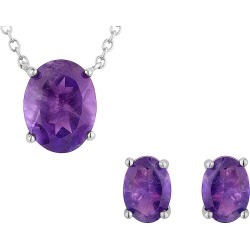 Amethyst Earrings and Pendant Necklace Set 3.85 Carat (ctw) in Sterling Silver