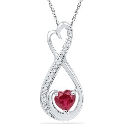 Sterling Silver Infinity Heart Pendant Necklace with Lab Created Ruby 5/8 Carat (ctw)