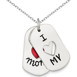 I LOVE MY MOM Dogtag Pendant Necklace ins Sterling Silver