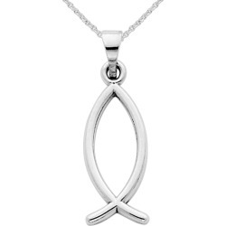 Christian Fish Pendant Necklace in 14K White Gold with Chain