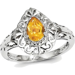Sterling Silver 1/2 Carat (ctw) Teardrop Filigree Citrine Ring