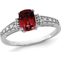 Sterling Silver Rhodium Plated 9/10 Carat (ctw) Garnet Ring