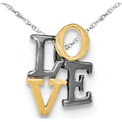 Yellow Gold Plated Sterling Silver LOVE Pendant Necklace with Slide Chain