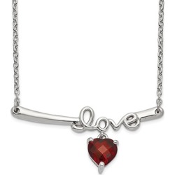 1.30 Carat (ctw) Garnet Love Necklace in Sterling Silver