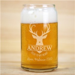 Engraved Deer to My Heart Beer Can Glass