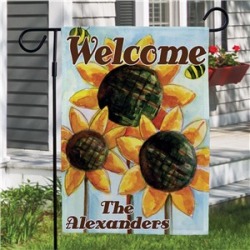Personalized Sunflower Welcome Garden Flag