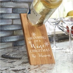 Personalized Dreaming Of A Wine Christmas Bamboo Wine Bottle Balancer