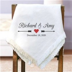 Embroidered Arrows and Heart Wedding Afghan