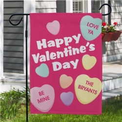 Personalized Candy Hearts Garden Flag