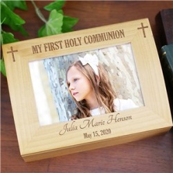 Engraved Cross First Communion Photo Box