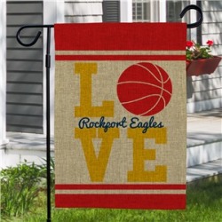 Personalized Love Sports Burlap Garden Flag