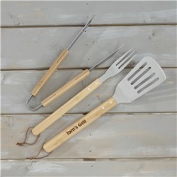 Engraved Wood Grilling Tool Set