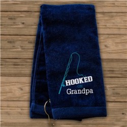 Embroidered Hooked on Grandpa Fishing Towel