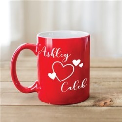 Couples Names With Heart Personalized Red Coffee Mug