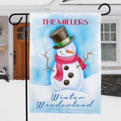 Snowman Personalized Garden Flag