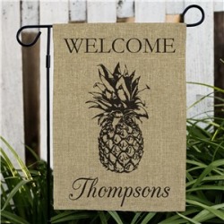 Personalized Pineapple Burlap Garden Flag