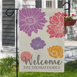 Personalized Welcome Floral Garden Flag
