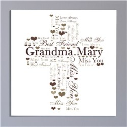 Memorial Cross Word-Art Canvas