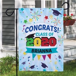 Personalized Congrats Fireworks Garden Flag