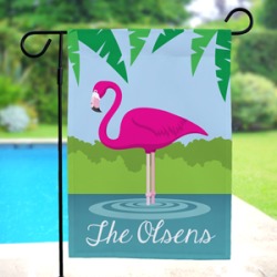 Personalized Pink Flamingo Garden Flag